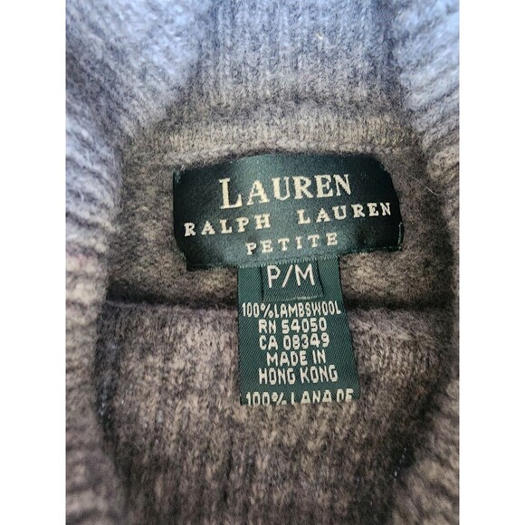 Vintage Womens Rare Lauren Ralph Lauren Lambswool Grey Med P Sled Scene Sweater - Picture 5 of 16